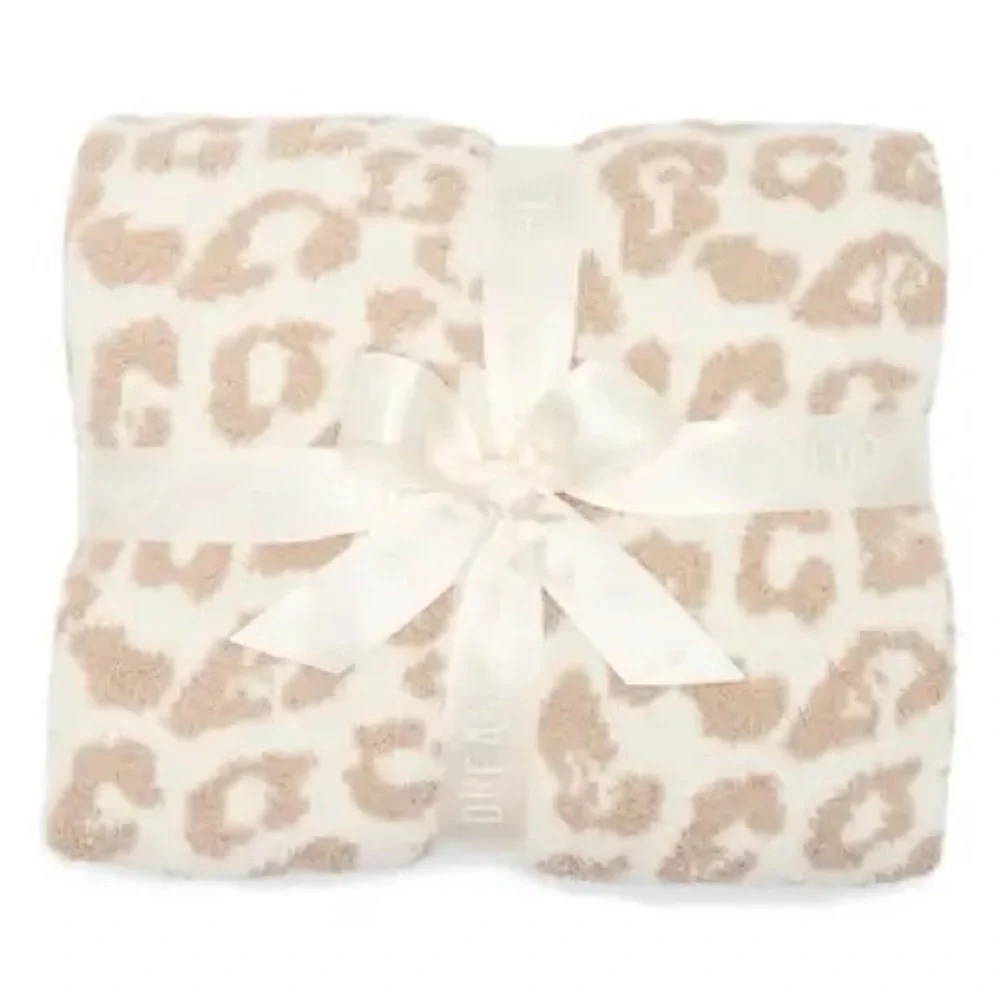 Barefoot Dreams Cozy Chic Tan Cream Animal Print Blanket::45 x 60::NWT::